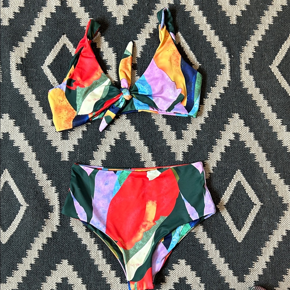 Mara Hoffman Sz LColorful Abstract Bikini Set
